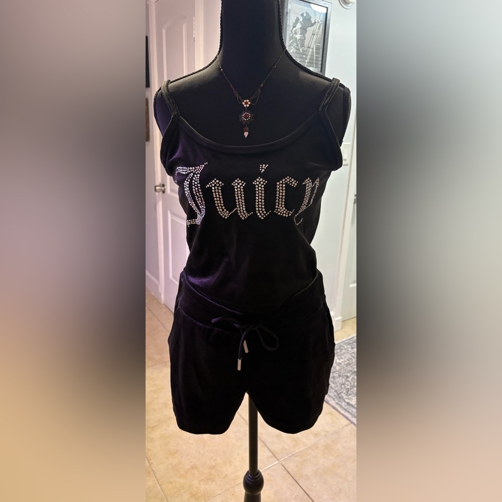 Juicy Couture Black Rhinestone Tank(S) and Shorts (M)